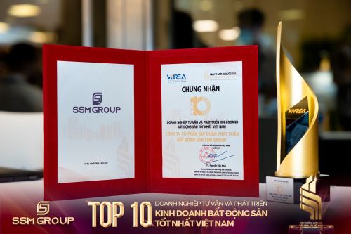 SSM Group vinh dự nhận giải thưởng Top 10 doanh nghiệp tư vấn và phát triển kinh doanh bất động sản tốt nhất Việt Nam.